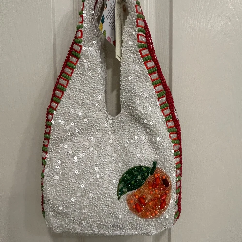 Aperol Spritz Cocktail Beaded Bag Handcrafted in India RARE New Release NWT